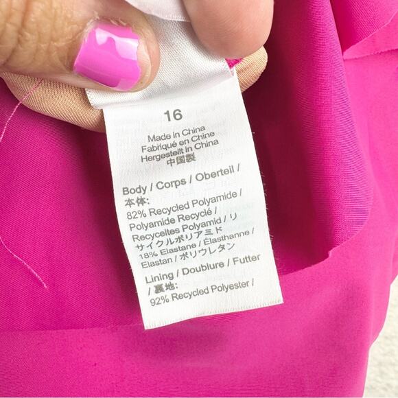 J. Crew Ruffle Scoopback One-Piece Swimsuit In Radiant Fuchsia Pink Plus Size 16 - Picture 12 of 14